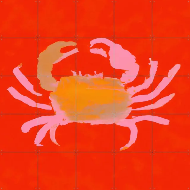 IXXI Crabby Paddy, Interiorisla - 100 x 100 cm - Grote wanddecoratie en posters - Abstract, Minimalisme, Digitale Kunst, Speels, Woonkamer, Keuken Rood