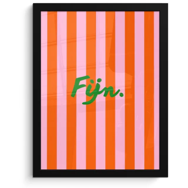 FrameYourWall Poster in lijst - Fotolijst 30x40 cm - Posters - Patroon - Oranje - Fijn - Strepen - Posterlijst zwart - Decoratie - Wanddecoratie woonkamer - Muurdecoratie slaapkamer