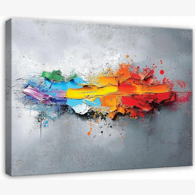 WALLARENA Canvas schilderij - 60x40 cm - abstract grijs kleur voor slaapkamer woonkamer keuken multikleurig