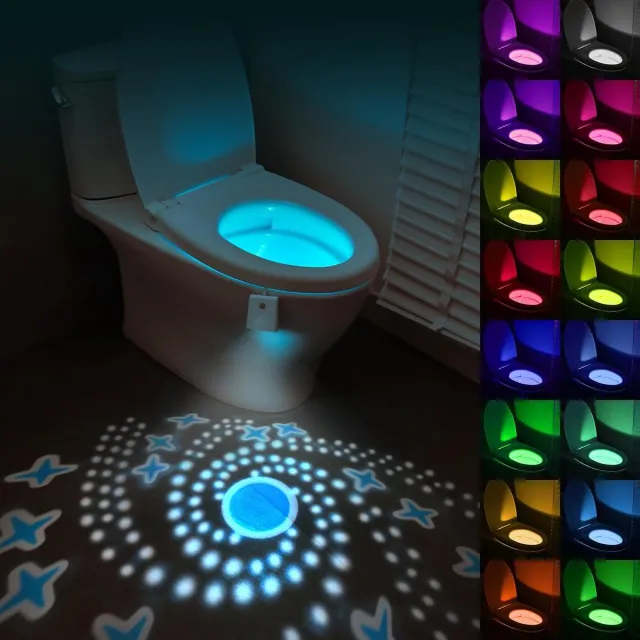 Ynkkvre Toilet Nachtlampje met Bewegingssensor – WC Lamp met 16 Kleuren LED en Projector – Toiletverlichting, Grappig en Praktisch Cadeau Wit