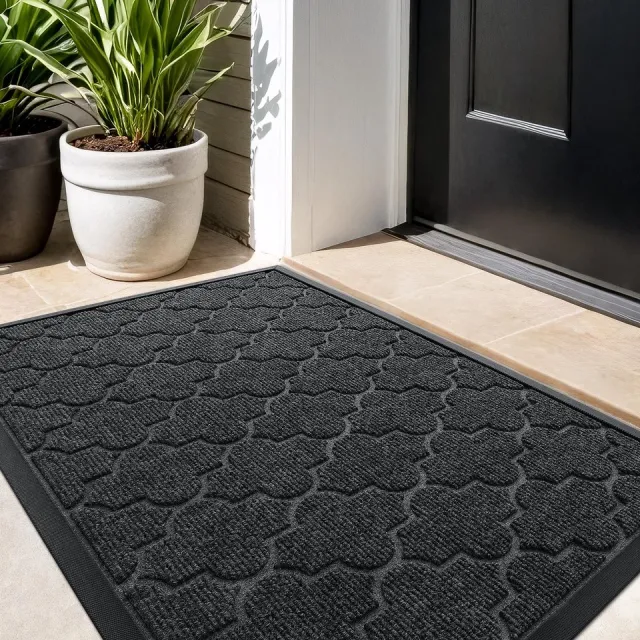 Ibenzoa Weerbestendige en Wasbare Deurmat voor Buiten met Antislip Eigenschappen voor Huisdeur en Entree grijs
