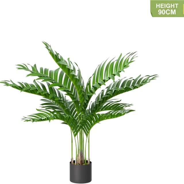 NAIZY Kunstpalm Livistona, Kamerplant, Kunstboom, Realistisch met Bloempot, Kunstplant voor Woonkamer, Slaapkamer, Kantoordecoratie, 90 cm Hoog Groen