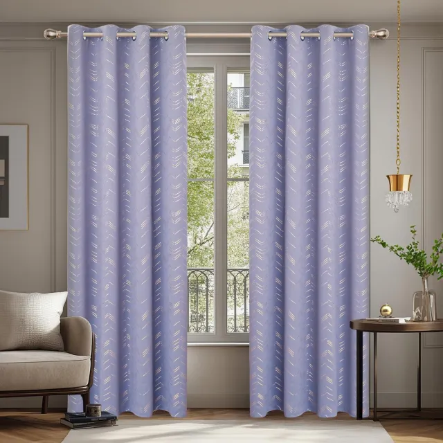 Unyqoos Lavendelkleurige thermische gordijnen met elegant lijnpatroon voor woonkamer paars