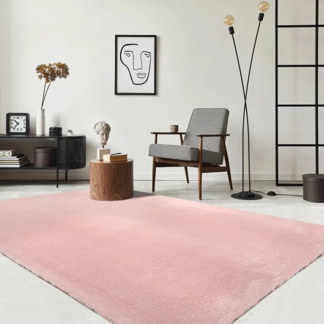 the carpet RELAX – Extra Zacht & Wasbaar Vloerkleed tot 30°C met Antislip Onderzijde – Fluweelachtige Structuur – Voor Slaapkamer of Woonkamer – Roze, 120 x 160 cm