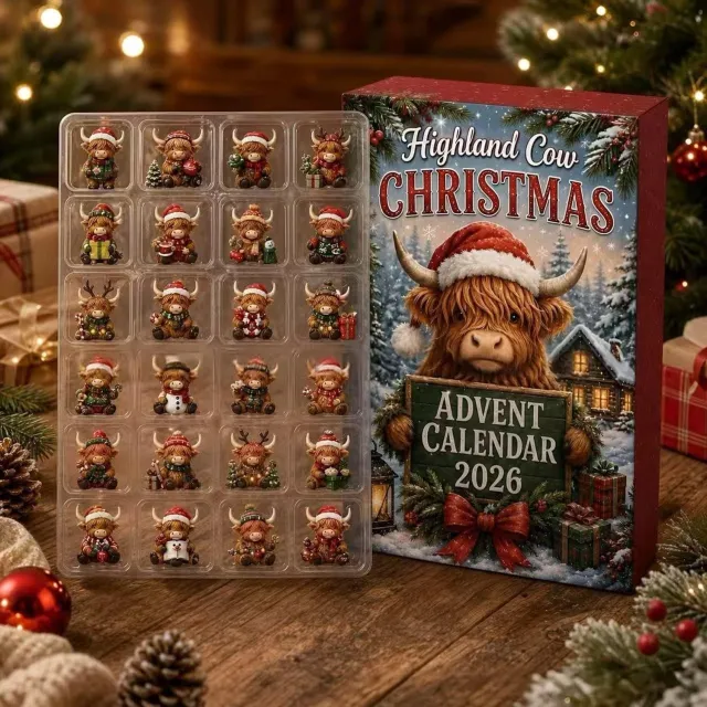 ZVD Hooglander Adventskalender 2026 - 3D Kerstaftelkalender met 24 Dagen - Feestelijke Countdown voor Kerst