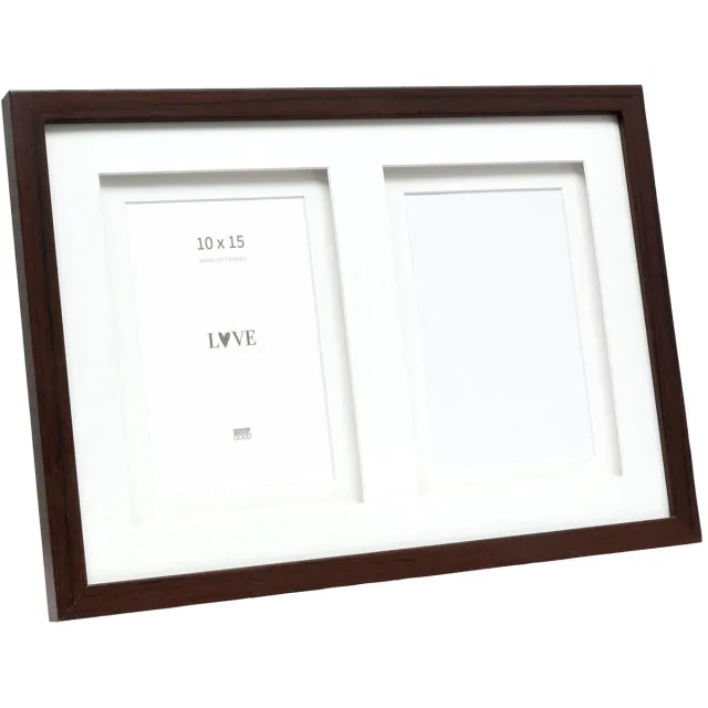 Deknudt Frames multifotolijst - bruin - passe-partout - 2 foto's 10x15