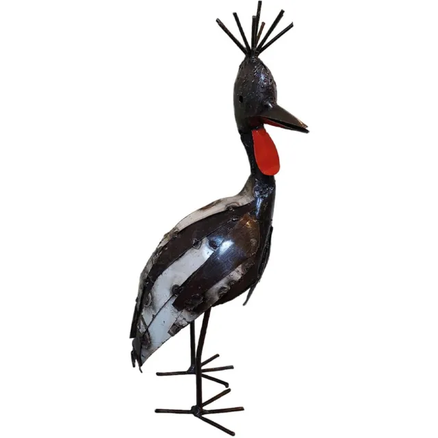 Zimba Arts Floz Design metalen vogelbeeld - kraanvogel 40 cm - gerecycled metaal - fairtrade divers