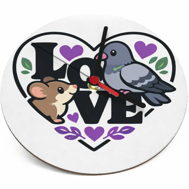 Mr Cadeautjes Klok rond Ø 19 - design Een romantische maar luchtige dierencombinatie waarbij een v | cadeau Wit