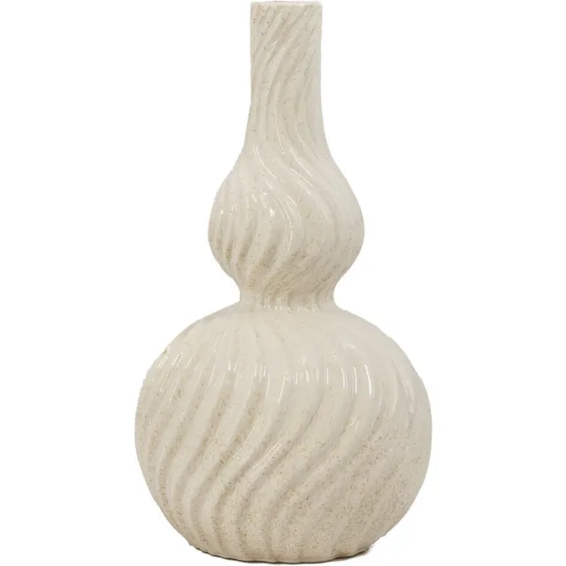 homebound by ky Aardewerk vaas curly beige | 18x18x32,5cm | bloemenvaas keramiek krullen off-white