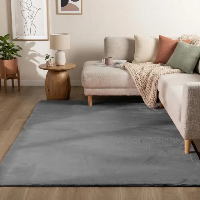 flycarpets Amalfi vloerkleed Antraciet - Laagpolig Fluffy en Zacht - Woonkamer tapijt - 240x340 cm