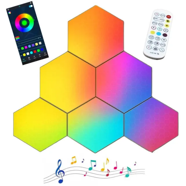 Lektron E-Lektron KBB36 hexagon LED wandverlichting - App en muziekbesturing - 6 stuks Wit