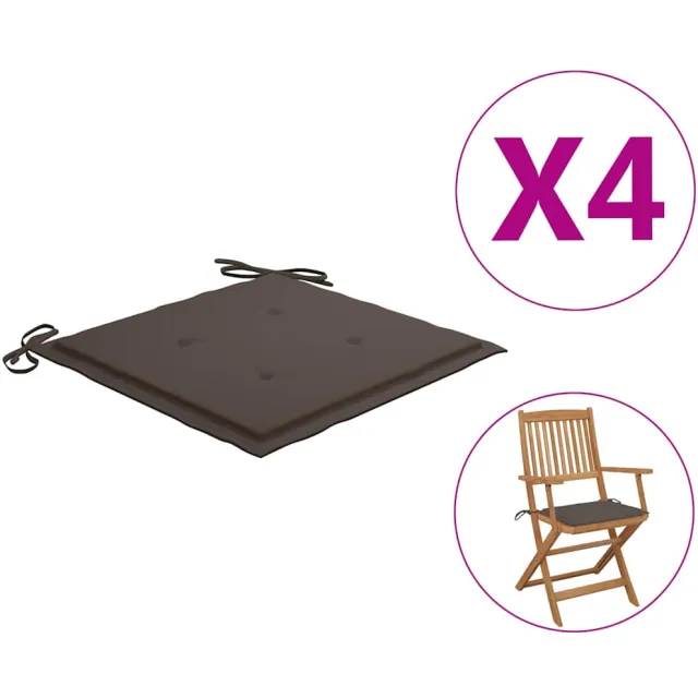 vidaXL Tuinstoelkussens 4 st 40x40x3 cm oxford stof taupe