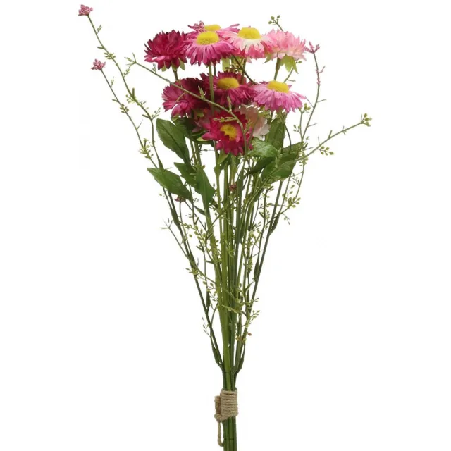 Viana Rhodanthe Rosa - Roze Zijden Bloemen Kunstplant Strobloem Bos Decorati Veelkleurig
