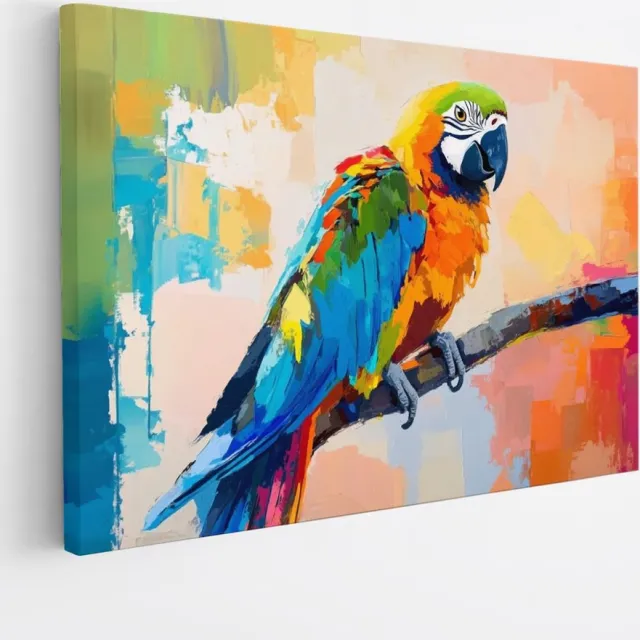 Saammp Canvas Schilderij - Papegaai - Abstract - Dieren - Natuur - 60x40 - Foto op canvas - Wanddecoratie - muurdecoratie Woonkamer - Slaapkamer decoratie - Canvas Print multicolor