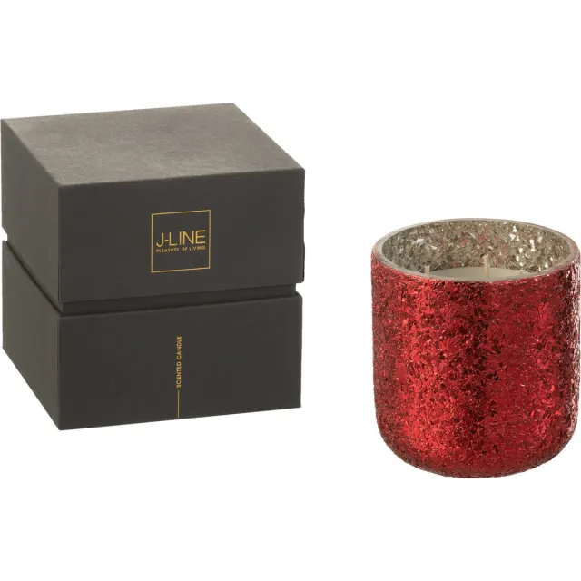 J-Line geurkaars Luxuria - Berry Bliss - glas - rood - medium - 60U