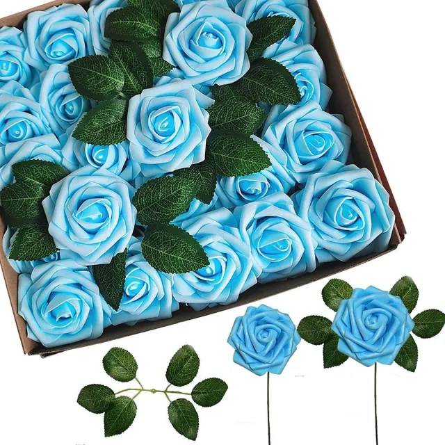 JMKA Kunstbloemen- nepbloemen- kunstbloemen voor binnen- nep bloemen- 25 bloemen BLAUW