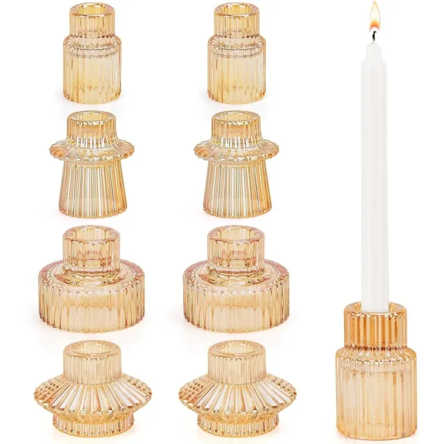 CSGoods Glazen kandelaars set voor bruiloft en feest - 8 stuks Any