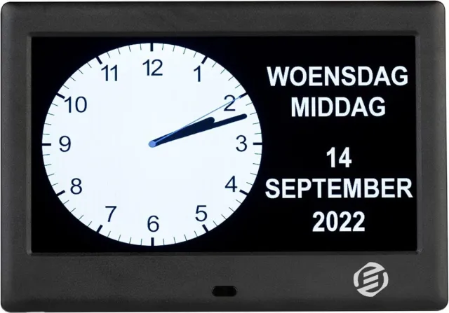 Equivera Dementieklok - Dementie Klok - Dementieklokken - Digitaal - Analoog Zwart