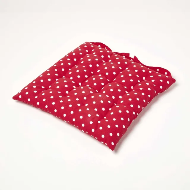 Homescapes zitkussen met stippen, 100% katoen, rood, 40 x 40 cm