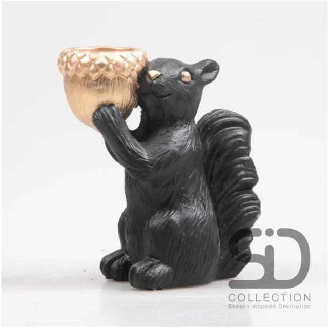 Season Inspired Decoration Theelichthouder Eekhoorn 16,3cm zwart