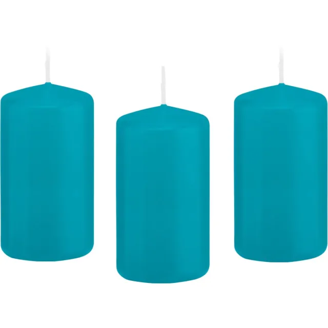 Trend Candles Cilinderkaars/stompkaars - 10x - turquoise - 6 x 12 cm - 40 branduren - met brandvertragende folie