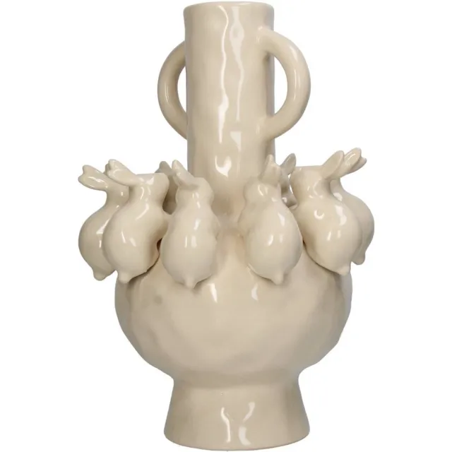 HD Collection Vaas Konijntjes Aardewerk 22.5x22.5x35.3cm White