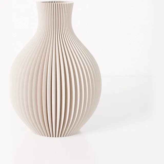 Fleuriek vaas ISABELLA - Beige H26 cm - Elegante bolvaas met geribbeld design - Luxe woonaccessoire voor tafel, kast of dressoir