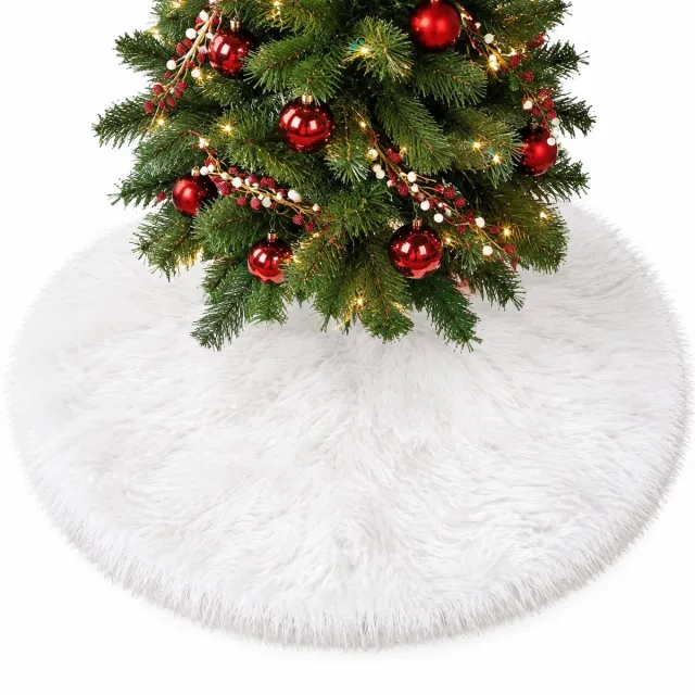 VHV Kerstboomrok ø - Zacht pluche - Wit - Kerstboomkleed - Kerstversiering - Kerstboomversiering - Kerstboomhoes