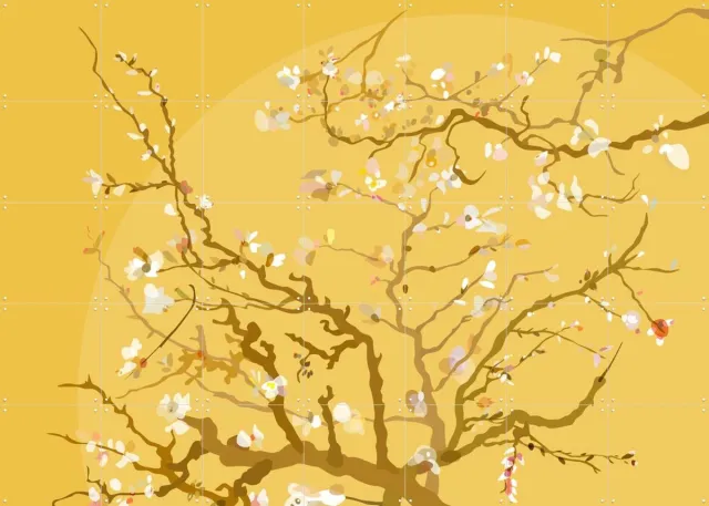 IXXI Almond Blossom Yellow, Wesley van der Heijden & Van Gogh 21st Century - 140 x 100 cm - Grote wanddecoratie en posters - Digitale Kunst, Klassiek Geel / Pastel kleuren