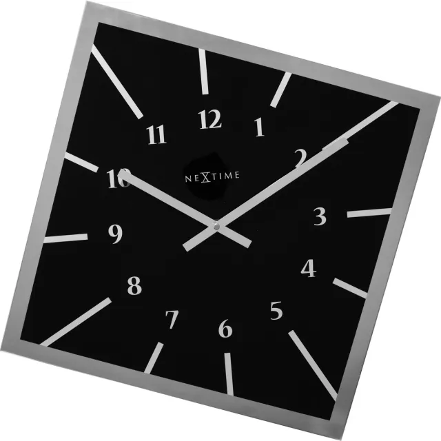 NeXtime Off Balance - Wandklok - 56 x 56 cm Zwart, Wit, Zilver