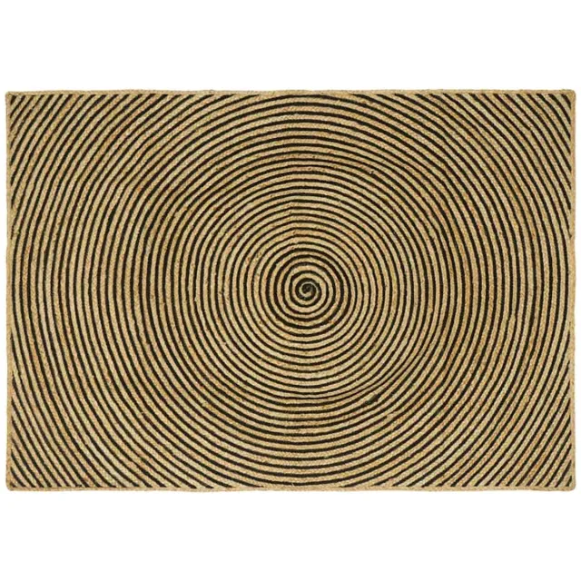 vidaXL Gebied - Tapijt - Naturel - en - Zwart - 120 - x - 170 - cm - Jute Naturel en Zwart