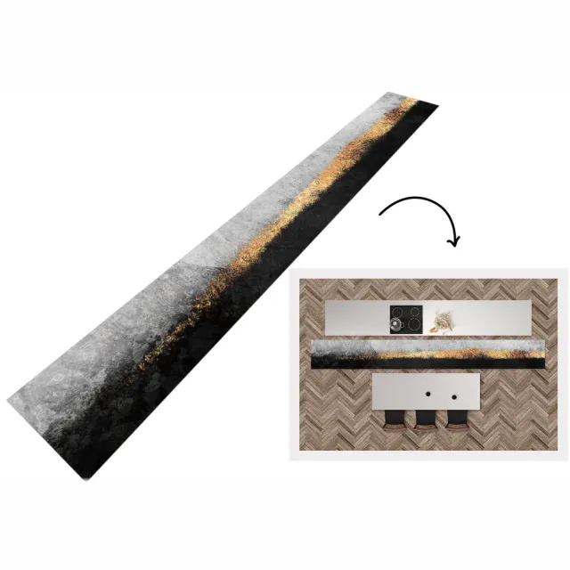 KitchenYeah Keukenloper - Loper keuken - Goud - Abstract - Luxe - Keukenloper vinyl Multicolor