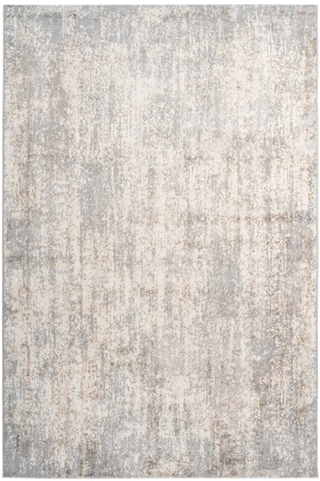 Padiro design laagpolig vloerkleed 120 x 170 cm - lichtbeige - modern abstract ontwerp - voor vloerverwarming - van polypropyleen, polyester en jute
