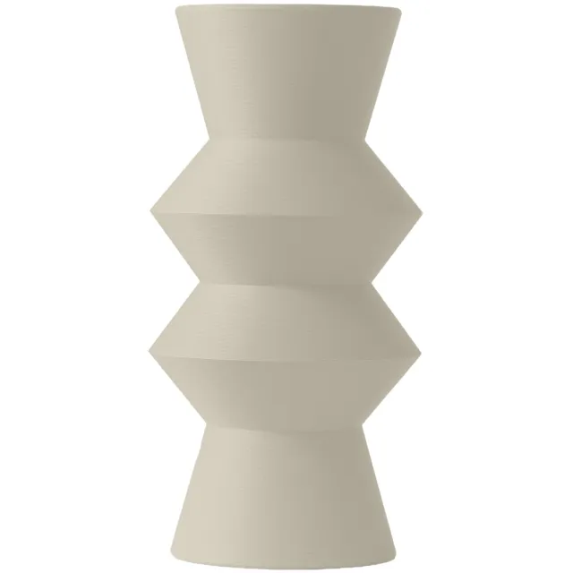 Layvo QUILL Vaas - Crème - D13 x H25 cm - droogbloemen vaas - moderne vaas - gerecycled plastic