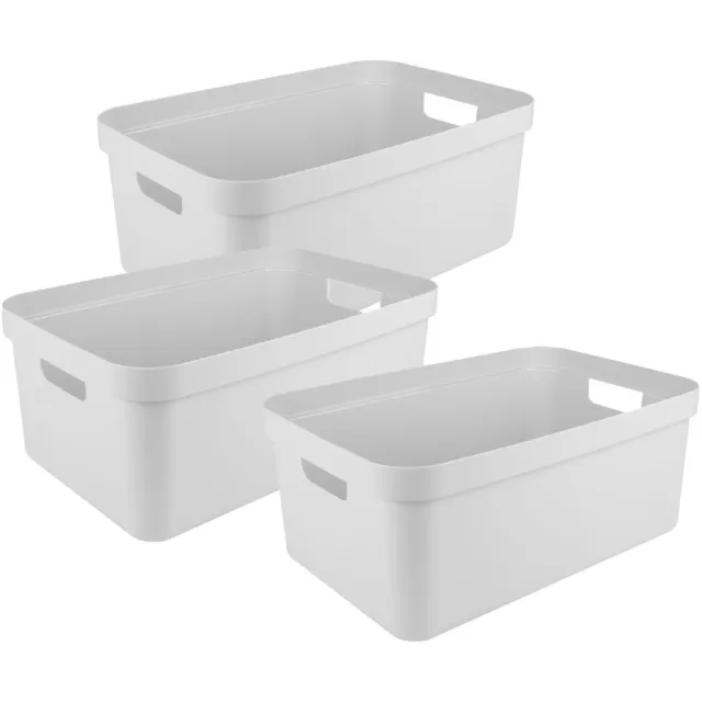 Sunware opbergbox Sigma - 3x - kunststof - 45 liter - wit - opberg dozen/bakken - opbergers - 39 x 59 x 24 cm