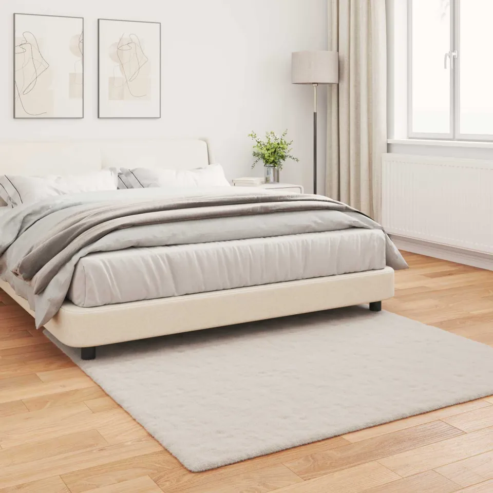 vidaXL Antislip vloerkleed van imitatie konijnenbont OLITE Beige, foto 3