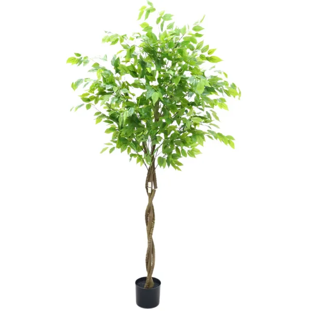 Happiq Kunstmatige Ficus Boom 160 cm - Grote Kunstplant met Pot - Voor Woonkamer, Foyer & Kantoor Groen