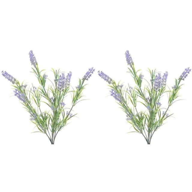 Shoppartners Lavendel kunstplant bundeltje - 2x - bosje - paars - 44 cm Lila