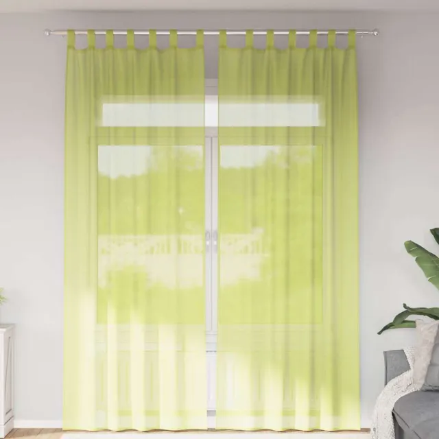 vidaXL Gordijnen voile met lipje Top 2 st Appelgroen