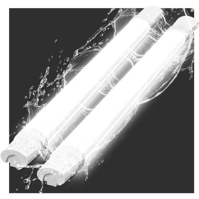 NETTLIFE Plafondlamp LED - Vochtbestendige lamp - 90 cm - IP65 Plafondverlichting - Lang Werklamp - 1xLED TL - 24 W - Koel wit Licht 5000 K - voor Badkamer | Garage | Werkplaats | Keuken - 2Stuks