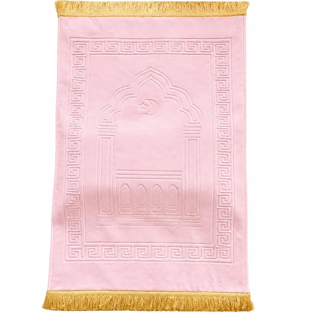 Baraka Treasures Ergonomische Gebedskleed - Luxe Gebedskleed - Islamitische Gebedskleed - Gebedskleed met Kniekussen - Gebedskleed met Sponskussen - Eid Cadeau - Ramadan Geschenk - Sajada - Seccade - 110cm x 70cm - Roze