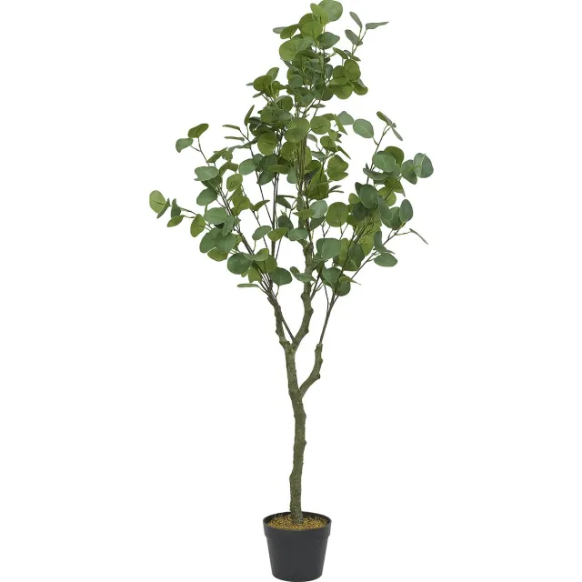WDMT Kunst Eucalyptusboom 130 cm – Realistische Nepplant in Pot – Onderhoudsvrije Kunstplant voor Binnen & Overdekt Buiten – Groene Interieurdecoratie - Donker Groen