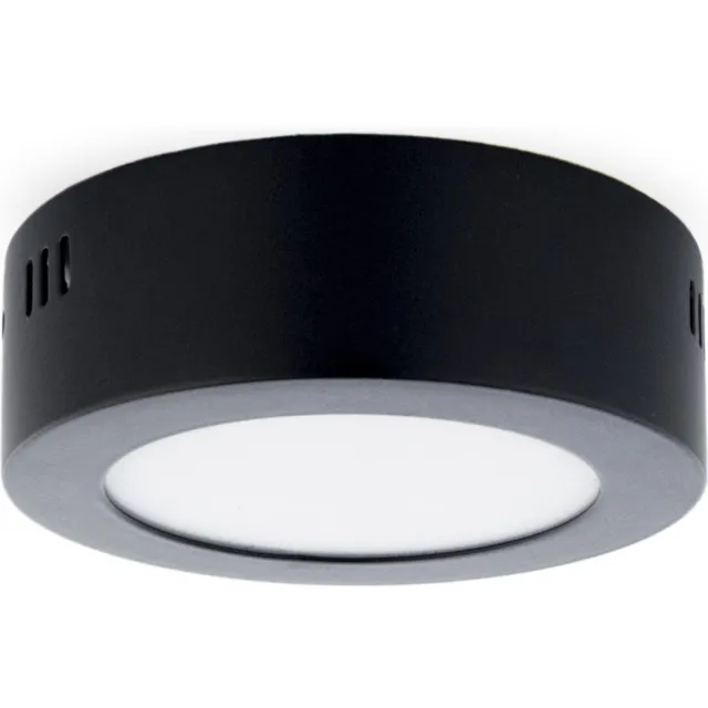 Groenovatie LED Paneel Plafondlamp 6W - Rond - ⌀ 12 cm - Opbouw - Zwart
