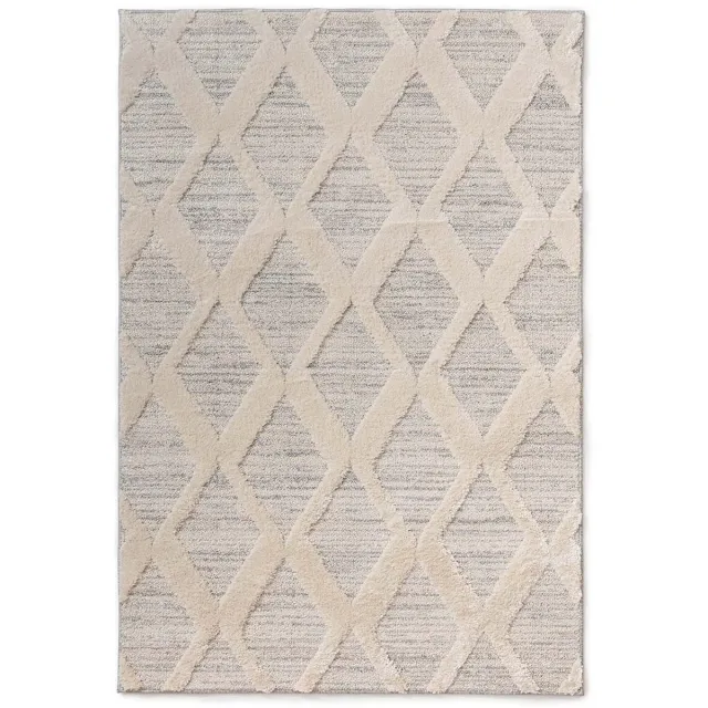 Tapeso Scandinavisch vloerkleed - Fjord Dvale grijs/crème 80x150