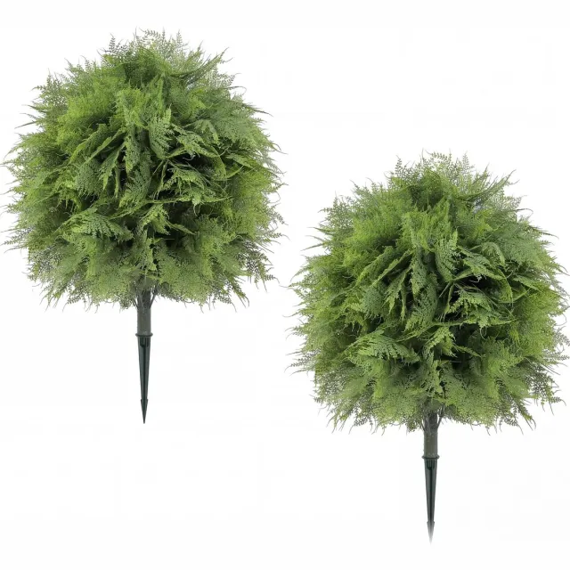Triumpunpre Set van 2 Kunstplanten Topiary Bol met Grondpen – Groene Varenballen voor Tuin & Buiten – Onderhoudsvrij – voor Gazon, Border, Terras & Hal