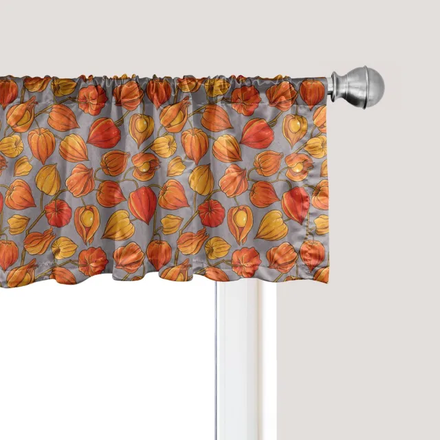 ABAKUHAUS Herfst raamvalletje, Gordijnvalletje voor keuken en slaapkamer met tunnelzoom, 137 cm x 45 cm, Taupegrijs en Vermiljoen