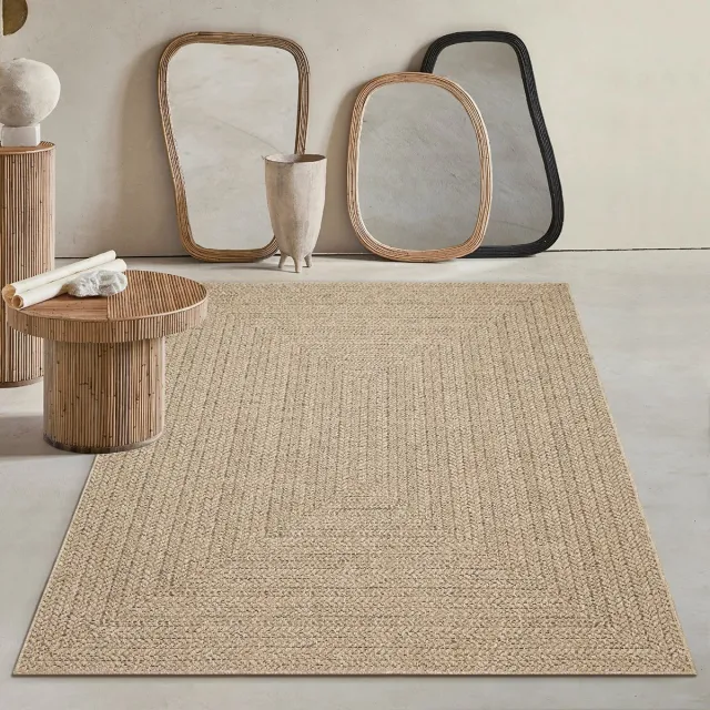 Mia´s Teppiche Mia’s Teppiche Soil – weerbestendig buitenkleed in jute-look, robuust & onderhoudsvriendelijk, naturel 60 x 180 cm naturel met visgraatpatroon