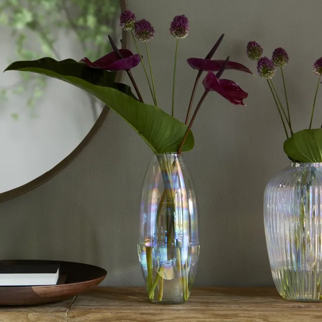Riviera Maison Vaas glas gekleurd transparant - Amboise hoge ovale vaas binnen 38 cm