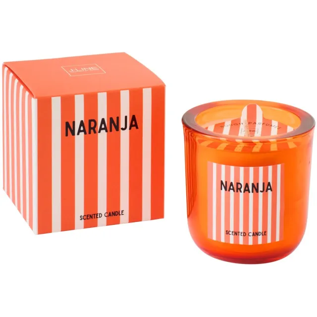 J-Line geurkaars Naranja - Mandarin Moments - glas - oranje - small