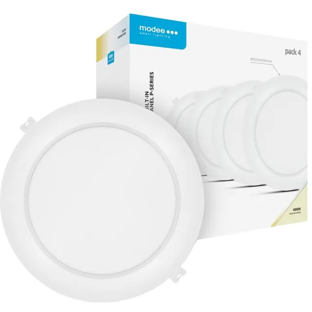 Modee LED Paneel Rond Inbouw - 18W - 1980lm - 22x2.8cm - 4000K - Neutraal Wit - 4 stuks